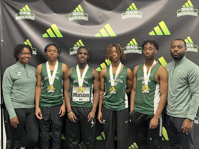 Kecoughtan boys 4x4 team 3rd.  IN THE ADIDAS INDOOR NATIONAL CHAMPIONSHIPS!!! Let's Go!!!